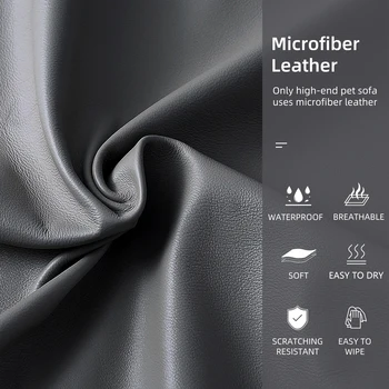 Elevated Dog Bed Sofa Microfiber Leather Cover Luxurious Extra Large Pet Snuggle Lounge Chair with Removable Cushion 4