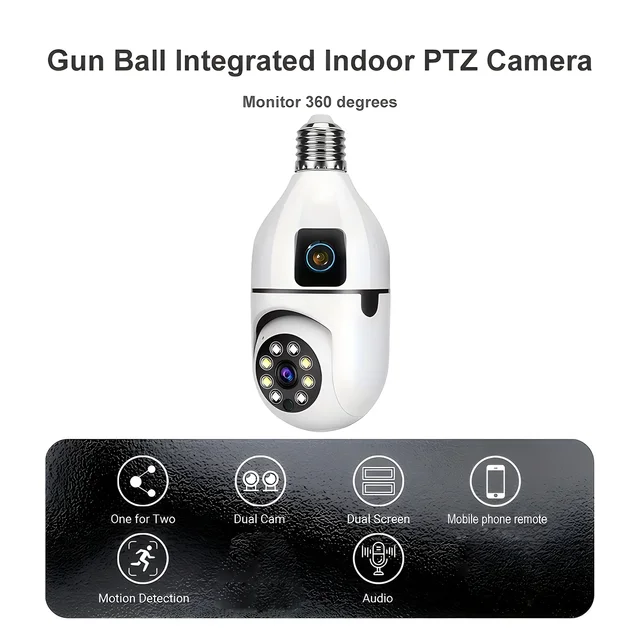 YI Iot 2MP E27 Bulb Surveillance Dual Lens Camera Night Vision Full Color Automatic Human Track Security Monitor Wifi Camera 2