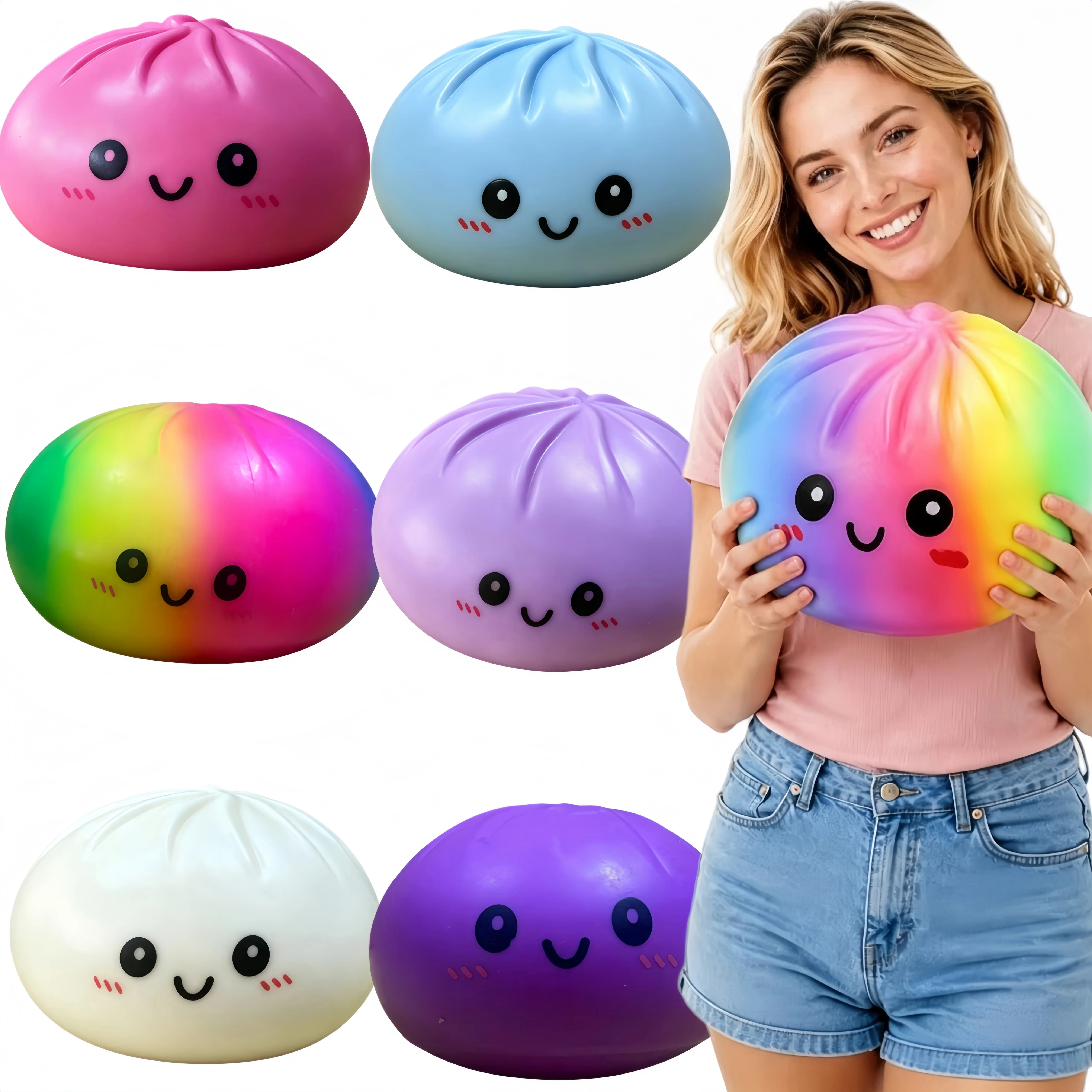 Oversized Steamed Dumpling Sensory Squeeze Toy for Stress Relief and Home Decor