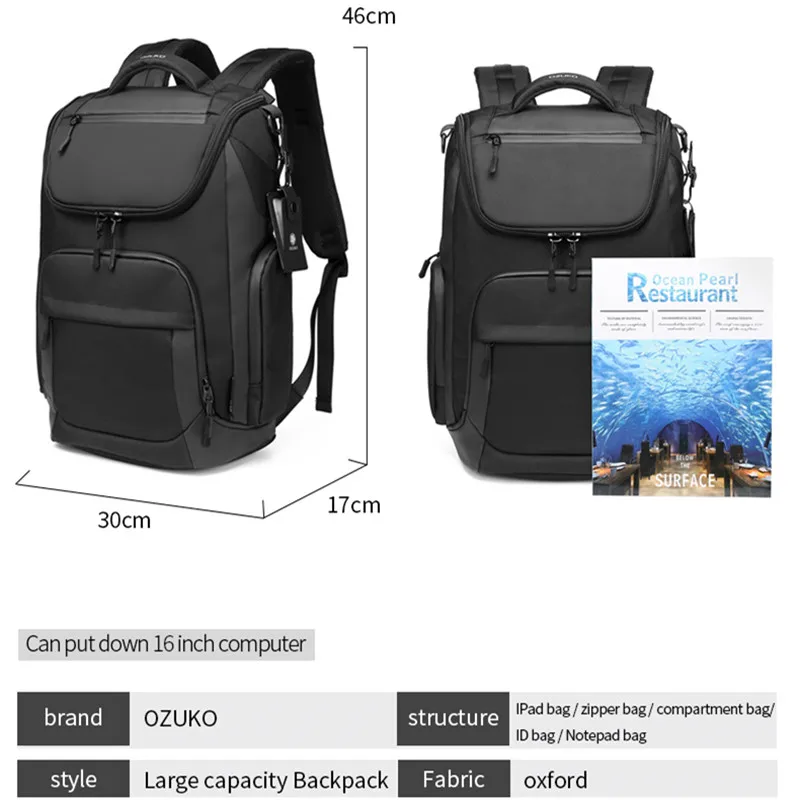 Waterproof Laptop Backpack for Men with USB Port