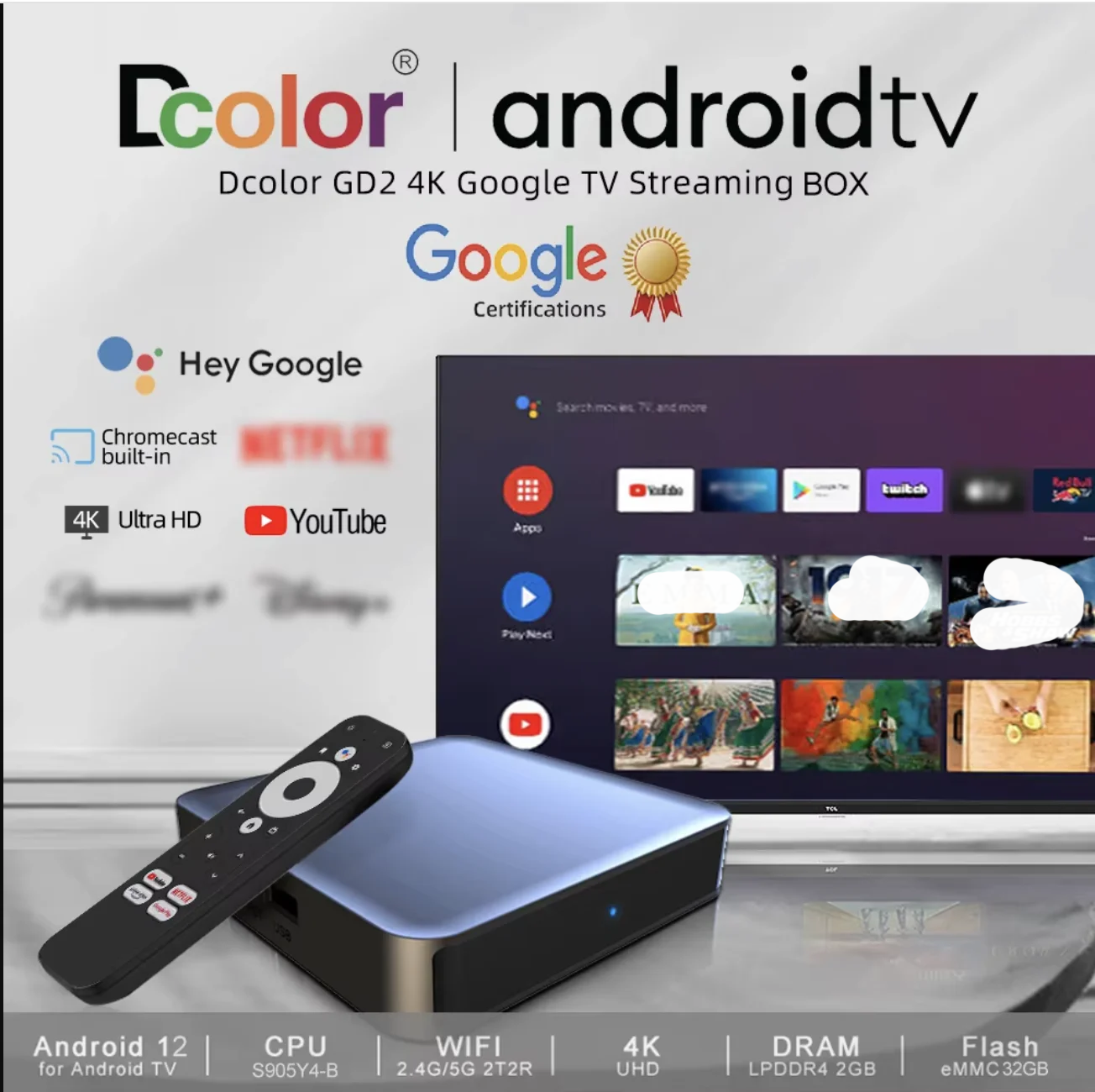 GD2 4K Android Google Dertified Android 12 TV BOX 2G 32G Amlogic - Main Image