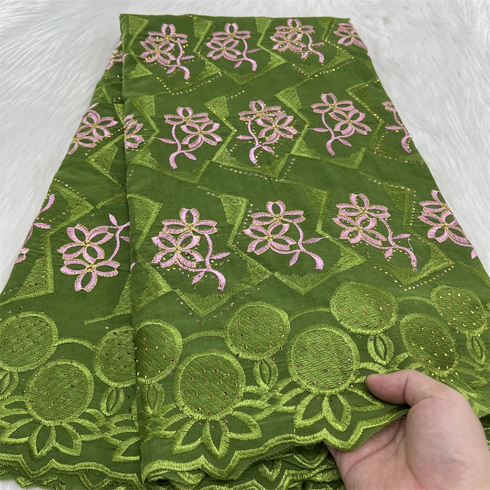 

Green Nigerian Cotton Lace Fabric 2024 High Quality Dubai African Swiss Voile Lace Fabric For Women Ethnic Costume Materials Sew