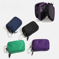 Nylon Mini Wallet Japanese Style Card Case Holder with Keychain Double Zipper Multifunctional Coin Purse Small Storage Bags