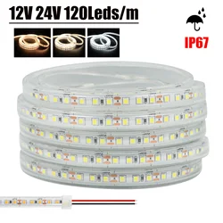 DC 12V 24V SMD 2835 120LEDs/M LED Strip IP67 Waterproof CRI 80RA 3000K 4000K 6000K Home Decor Flexible Ribbon Tape Rope Lights