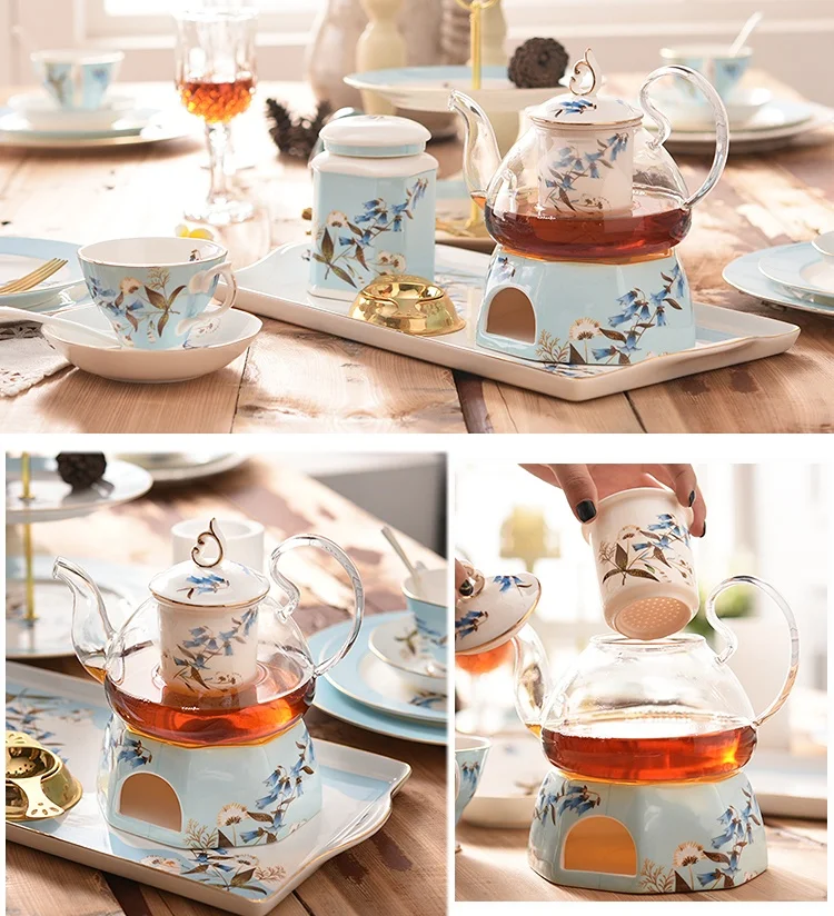 Wasserflaschen Keramik Teekanne Mit Sieb Vintage Porzellan Britische  Teekanne Und Tasse Set Kerze Heizung Glas Kaffeetassen Home Dekoration  230411 Du 30,67 €