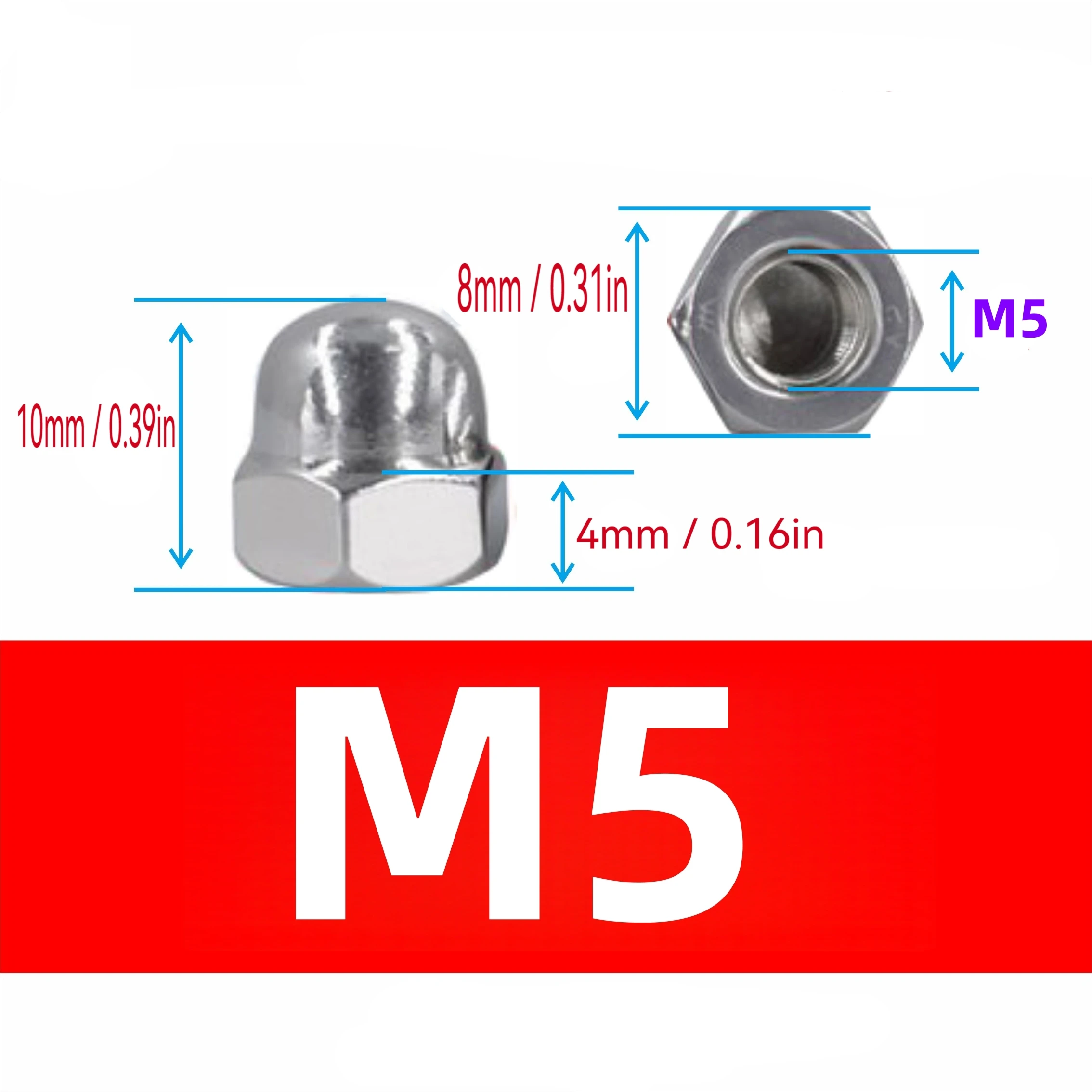 Stainless Steel Acorn Nuts DIN1587 Domed Cap Nuts M3 M4 M5 M6 M8 M10 M12 for Furniture Automotive Decorative Use