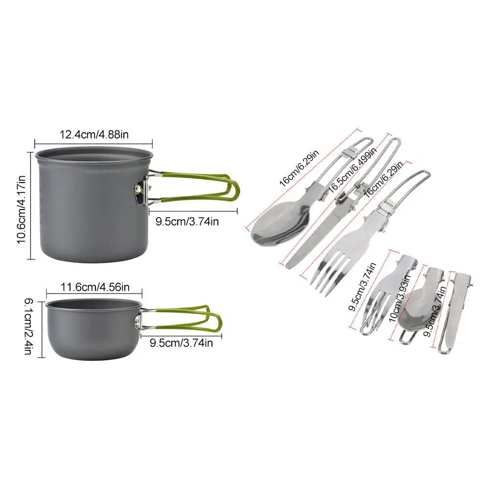 Portable Outdoor Camping Pot Set Hike Picnic Barbecue Cooking Folding Cookware Kitchen Utensil Spoon Knife Equipment