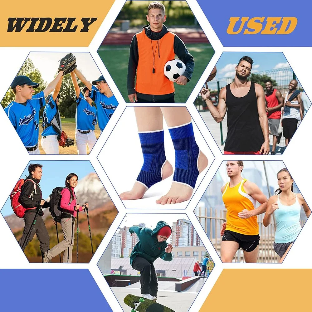 1Pair Knitted Compression Ankle Brace Sock Elastic Breathable Ankle Support Sleeve for Sport Running Cycling Basketball Football