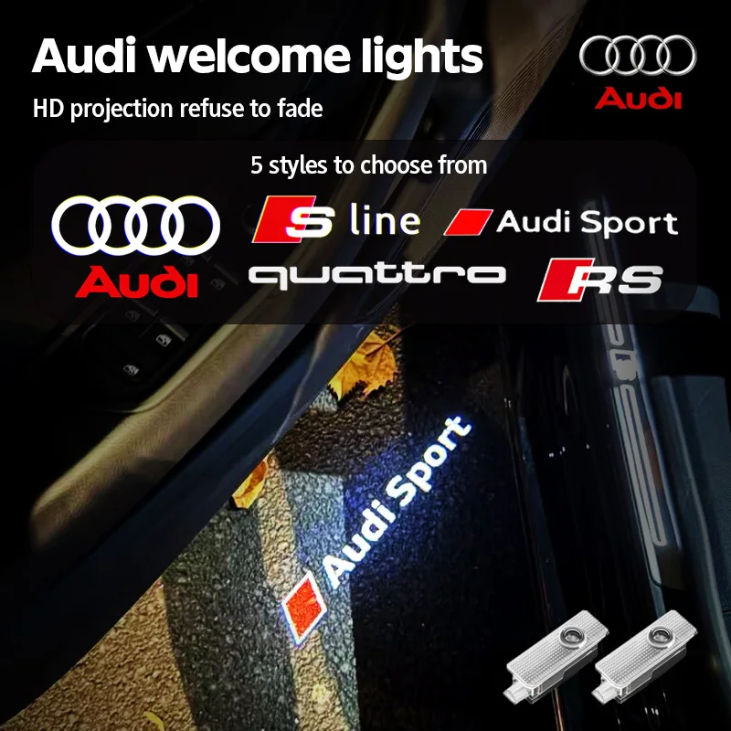 Car Door Welcome Lights 2pcs For Audi A1 A3 8P 8V A4 A5 A6 A7 A8 Q3 Q5 Q7 Q8 Sline TT Projector Ghost Shadow Lamp