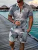 Color Gradient 2 Pcs Sets Golf Summer Fashion Mens Polo Shirts Short Sleeve + Short Pants Sets Tracksuit Casual Beach Suit 6