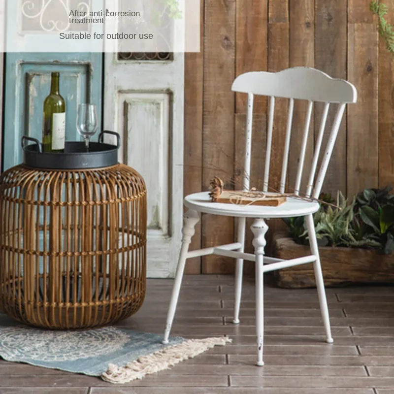 Modern minimalist Nordic Windsor chair wrought iron coffee chair dining shooting back single chairs