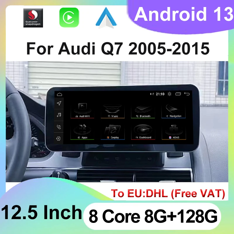 

12.3" Android 13 Car Radio For Audi Q7 Auto 2005~2015 Wireless Carplay Snapdragon 665 GPS Navigation Head Unit Stereo Screen 4G