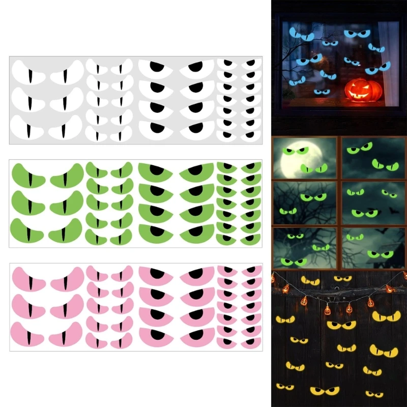 

Halloween Scary Eyes Wall Clings Cool Decals Stickers for Window Wall Glowing in Dark Scary Eyes Stickers Room Decor