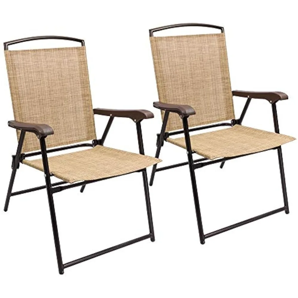 Patio Folding Chair Deck Sling Chair Camping Garden Pool Beach Using Chairs Space Saving Set of 2