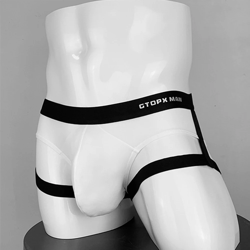 

Men's Jockstrap Briefs Suspender Underwear Backless Low Rise Underpants Thong U Convex Pouch Panties Erotic Solid Lingerie