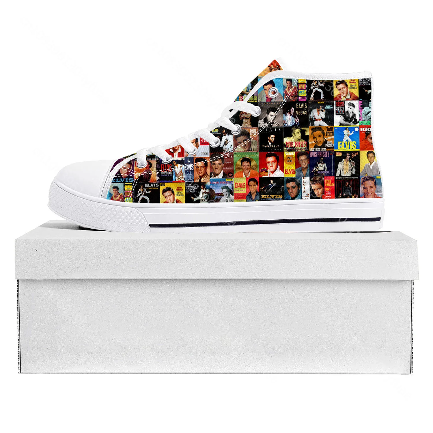 Elvis The King Hillbilly Cat High Top High Quality Sneakers Mens Womens Teenager Aaron Canvas Sneaker Couple Custom Shoe Presley