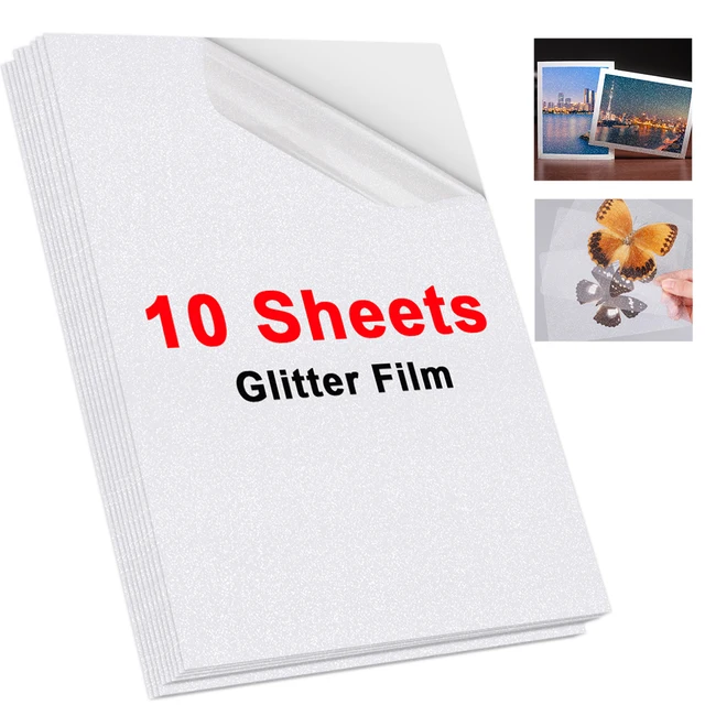 10 Sheets Glitter Cold Laminating Film A4 Self-adhesive Holographic Star Shiny Dots DIY Package Color Card Photo Laminating Film 1