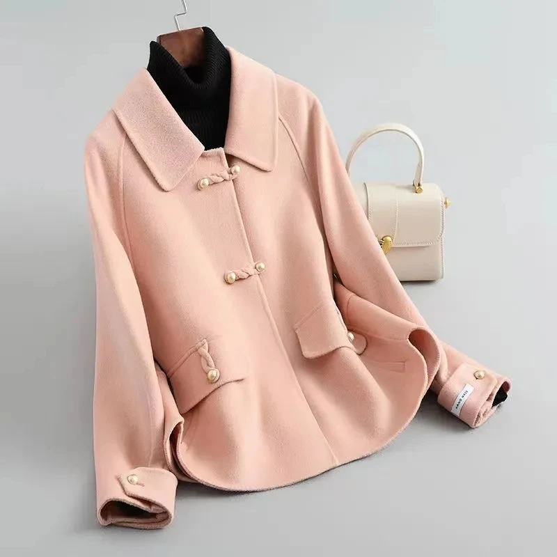 Korean Warm Wool Blend Women Short Chaqueta Elegant Chic Ol Woolen  Fall Winter Overcoat Jacket Office Ladies Classic Jaqueta