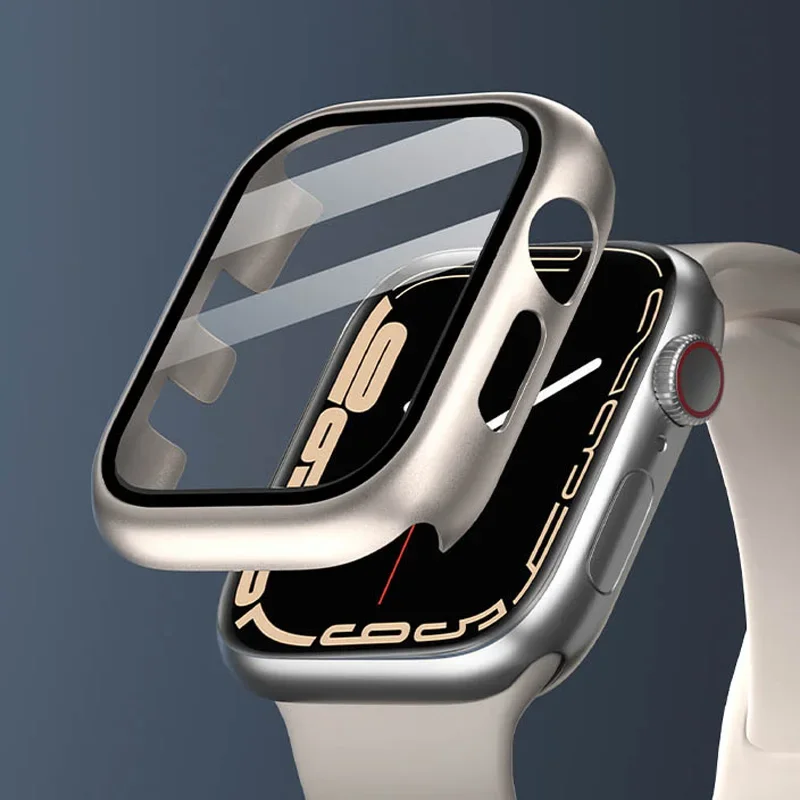 

Закаленное стекло + крышка для Apple Watch 41 мм 45 мм 44 мм 40 мм 42 мм 38 мм, Защитная пленка для экрана ПК, для планшетов iWatch серии 8 7 6 5 4 3 SE