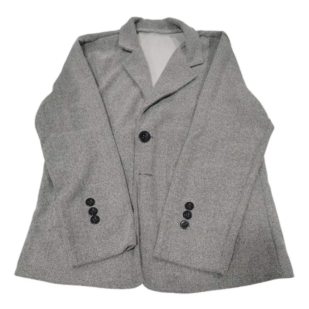 Denim Short Jacket Men Long Sleeve Suit Coat with Vertical Pockets Elegant Wool Suit Coat with Lapel Pockets Classic Jacket