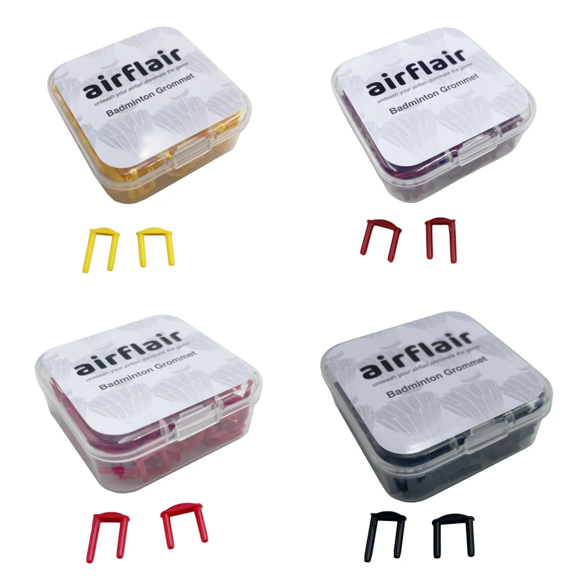 Airflair  Badminton Racket U-shaped Grommets & Eyelets / Yellow / Red / Black Pack