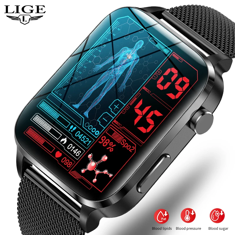 

LIGE New Smart Watch Men Women Full Screen Touch Watch IP68 Waterproof Heart Rate Monitor Smartwatch Fitness Sport Watches Men