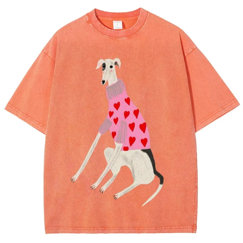 Whimsical Dachshund Print Oversized Cotton T-Shirt for Women – Comfortable O-Neck Distressed Summer Streetwear Top