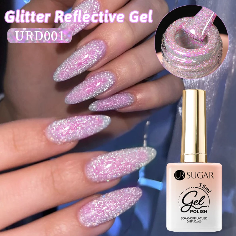 UR SUGAR 15 ml Chameleon Pink Purple Reflektierender Gel-Nagellack Glitzer Wunderschönes semi-permanentes Soak Off UV-Gel für Nagelkunst