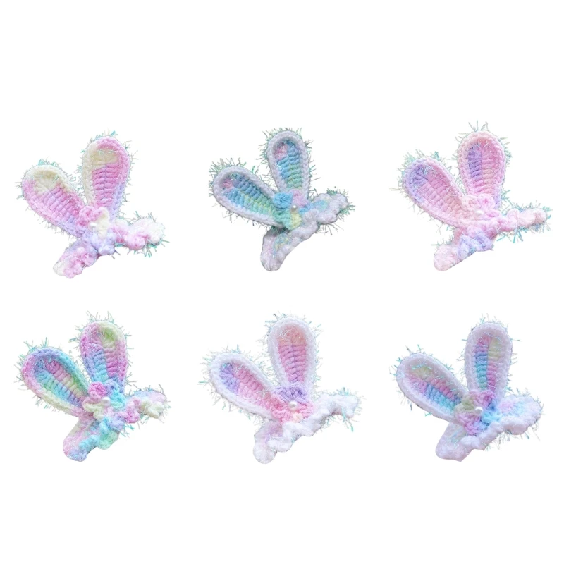 

Милая мультяшная заколка с кроличьими ушками, шерстяная вязаная заколка для волос для девочек, модный головной убор