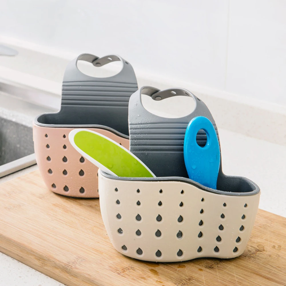Home Storage Drain Basket Kitchen Sink Holder Adjustable Soap Sponge Hanging Drain Basket Bag Kitchen Accessories 4