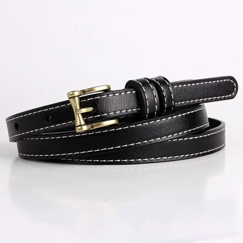 Simple Cowhide Thin Narrow Belt For Women With Skirt Waist Closure For Women'S Fashion Coat Decoration With Black Belt A2903 genuine leather women s thin waistband cowhide retro and minimalist style paired with skirt dress decoration   belt