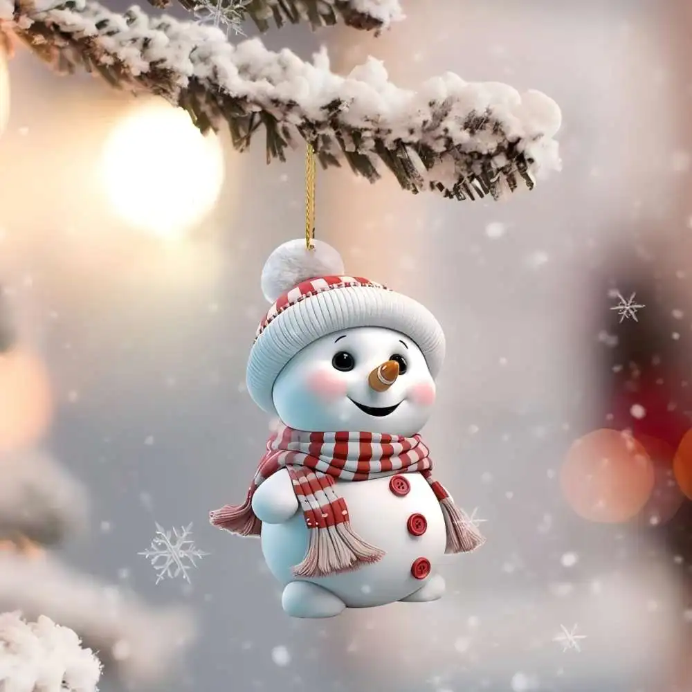 thumbnail image 1 of 1pc Christmas Decoration Pendant 2D Acrylic Cartoon Christmas Snowman Home Garden Christmas Tree Pendant Party Decoration Decora, 1 of 5