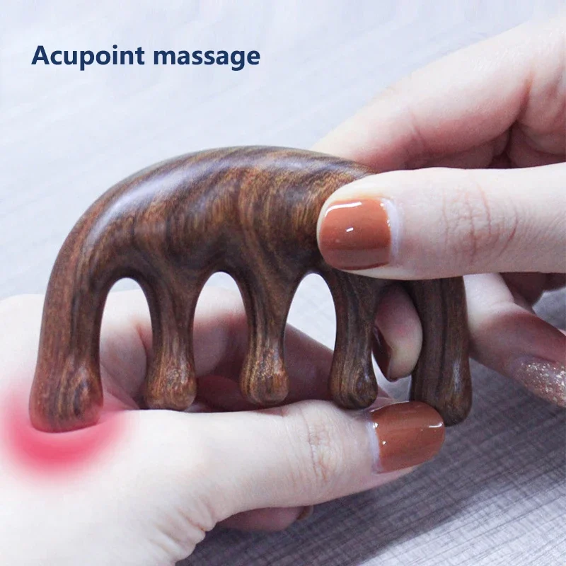 Acupoint Massager Head massager  Sandalwood Hair Comb Scalp Relax Portable Wooden Handle Comb Anti-static Styling Tool