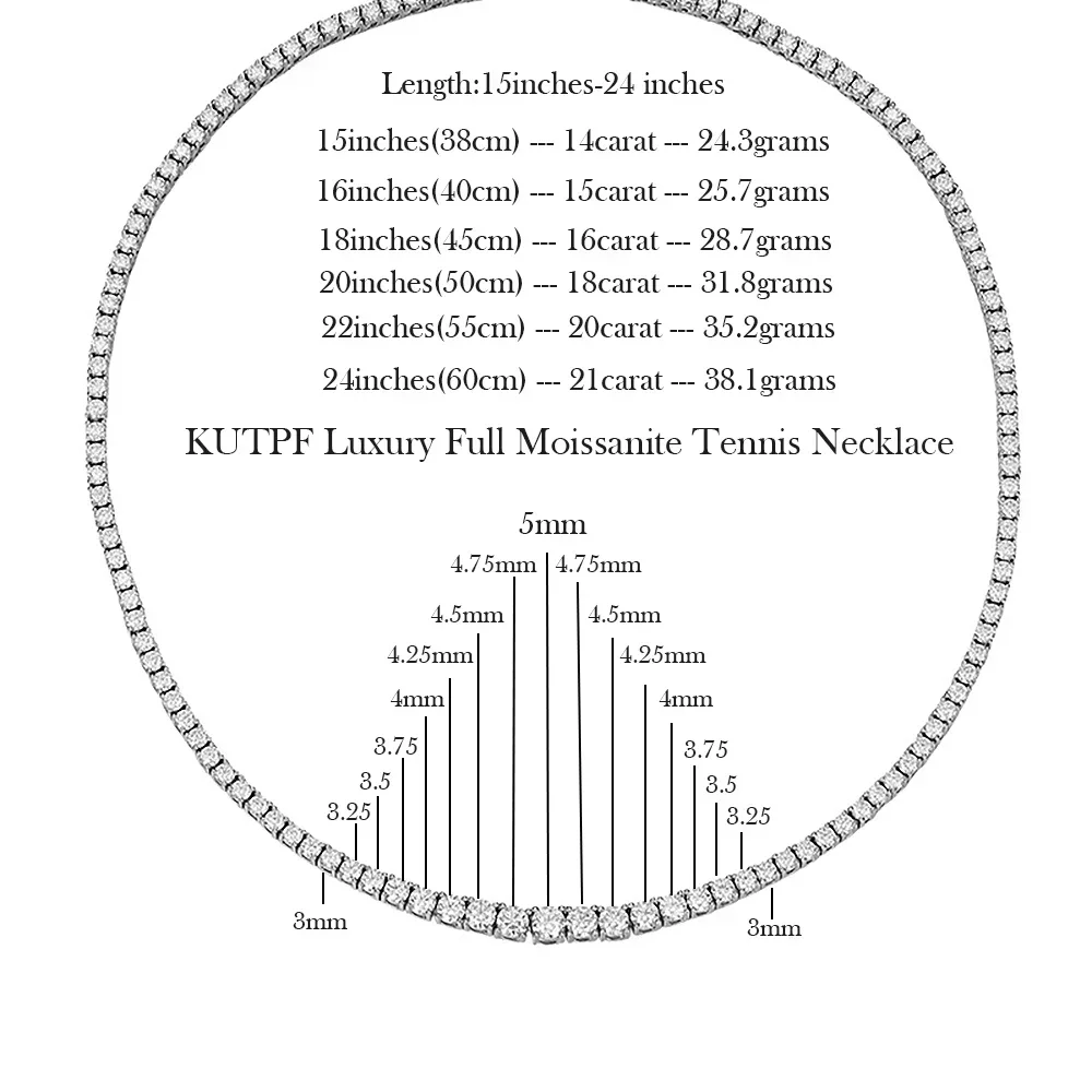 Moissanite Necklace 3-5mm Size Gradient Full with Certificate S925 Silver Choker Riviera for Women moissanite necklace