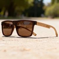 New Fashion Square Sunglasses - Wood Grain Spring Hinge, UV400 Unisex for Driving, Hiking & Travel 3