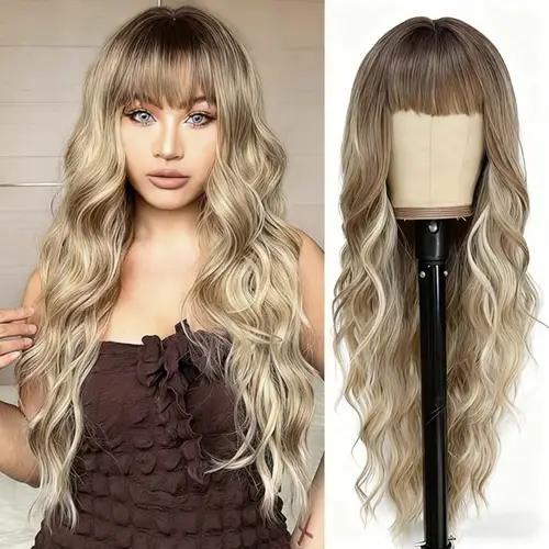 Cosplay Blonde Women's Wigs Ombre Blonde Curly Wig On Clearance Sale Glueless Pink Black Purple Wig Ladies Synthetic Wigund - Image 26