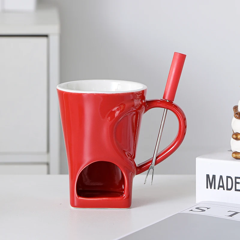 Indulgent 200ml Ceramic Chocolate Fondue Mug and Butter Warmer