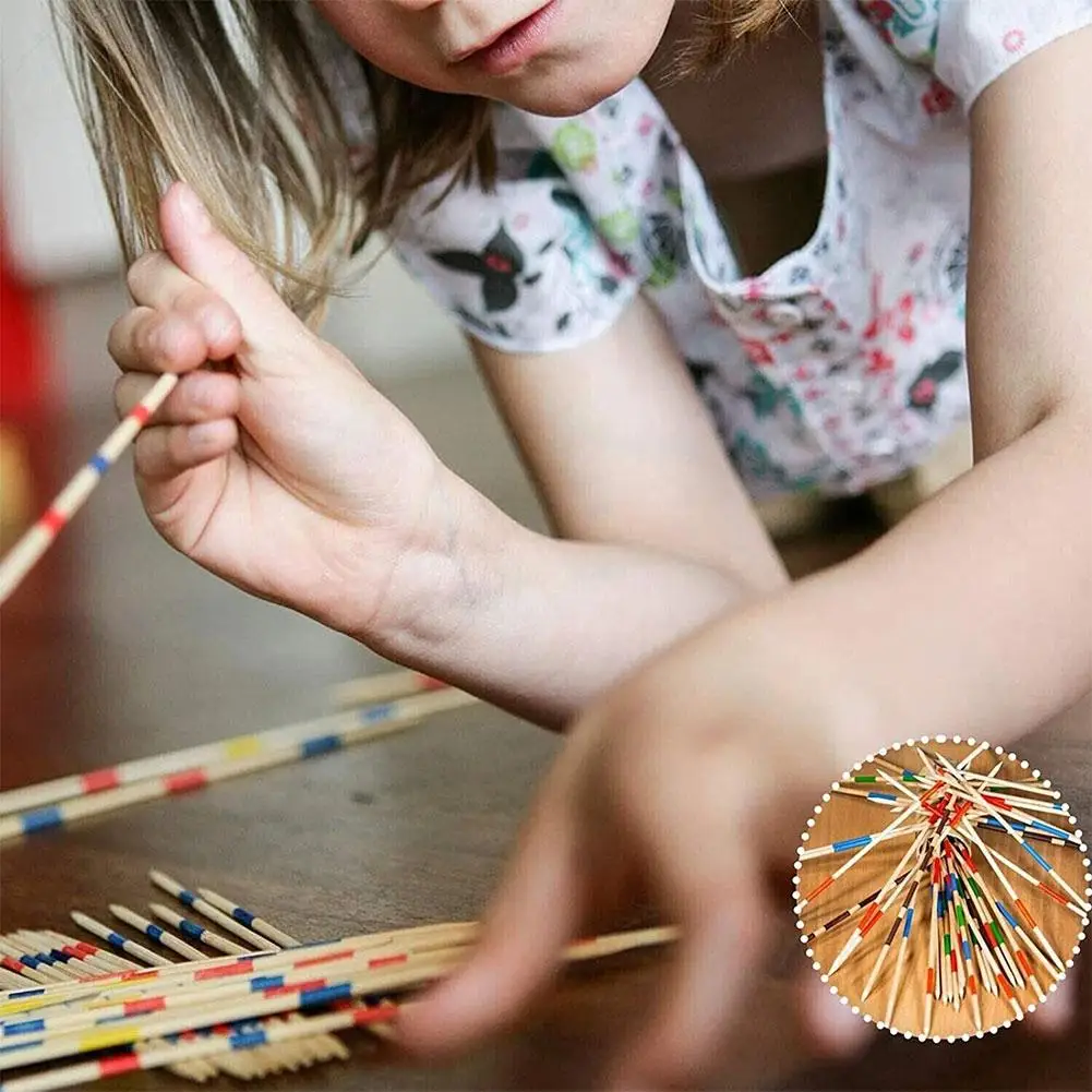 1 Box Colorful Wooden Game Stick Children Traditional Mikado Spiel Pick Up Stick Funny Desktop Toy Gift Supplies For Kid wooden game stick