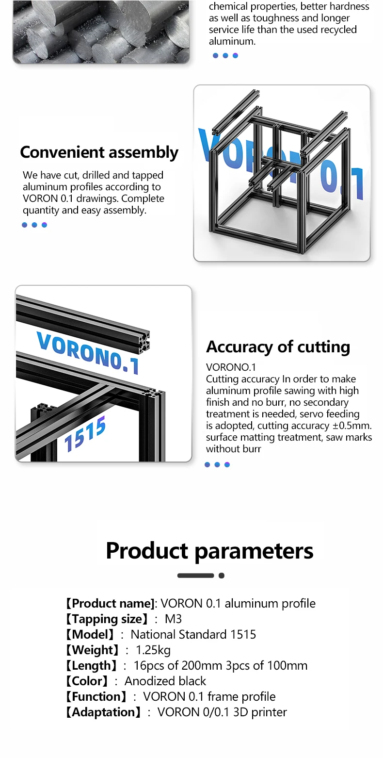 Alumínio Extrusão Perfil Kit Frame, Impressora 3D