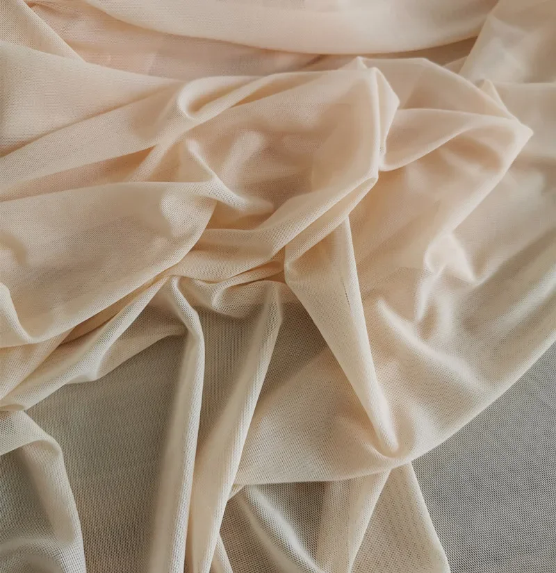 150CM Wide Nude, Off White, Black, Blue in Stock 4-Way Stretch Spandex Net Fabric Mesh Dance Dress Lining Material 4