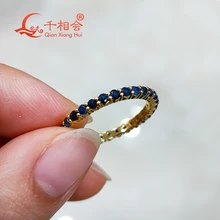 

Natural blue sapphire 925 silver Eternity Band ring 2mm round shape full of band jewelry dating.