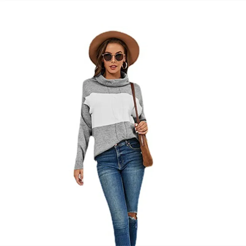 

Autumn and Winter 2022 New European and American High Neck Twist Knitwear Fashion Pullover Sweater Splice Women's Wear