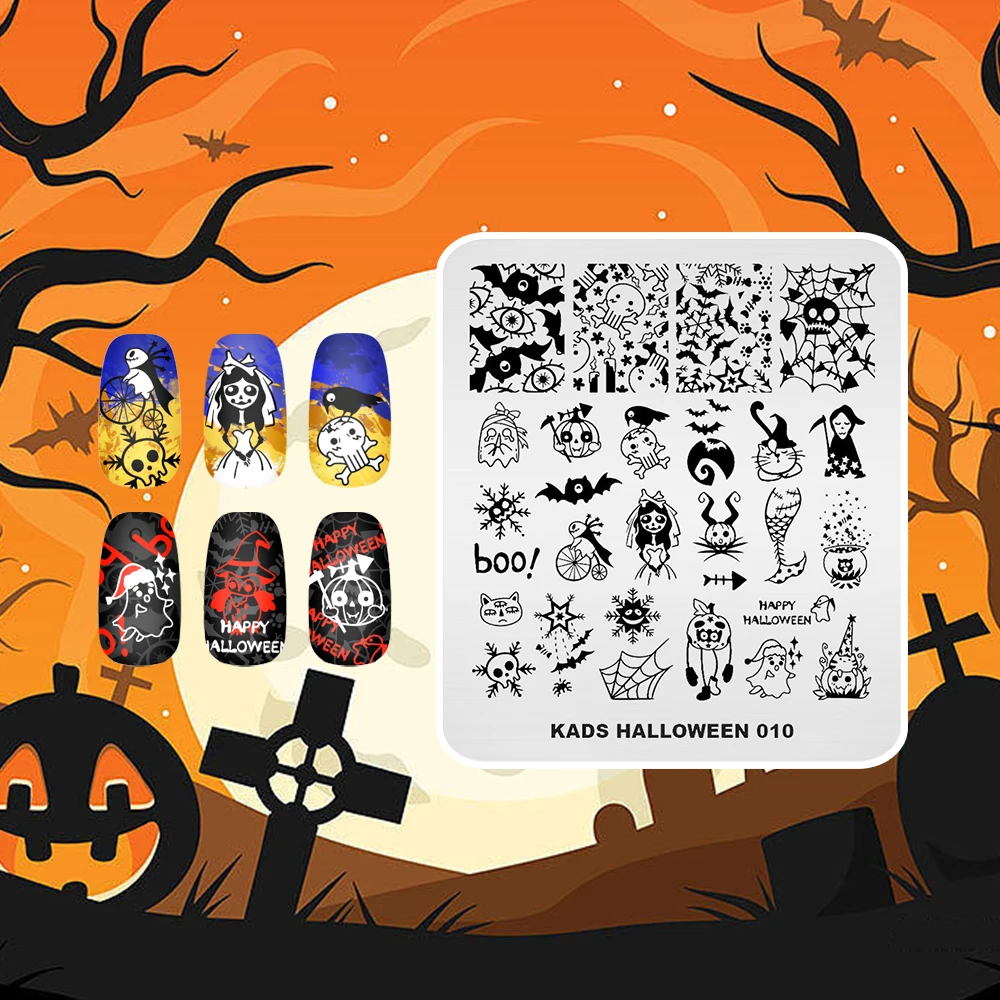 KADS Halloween Christmas Nail Stamping Plates Pumpkin Snowflake Image Manicure Stamp Template DIY Nail Art Decoration Plates 2