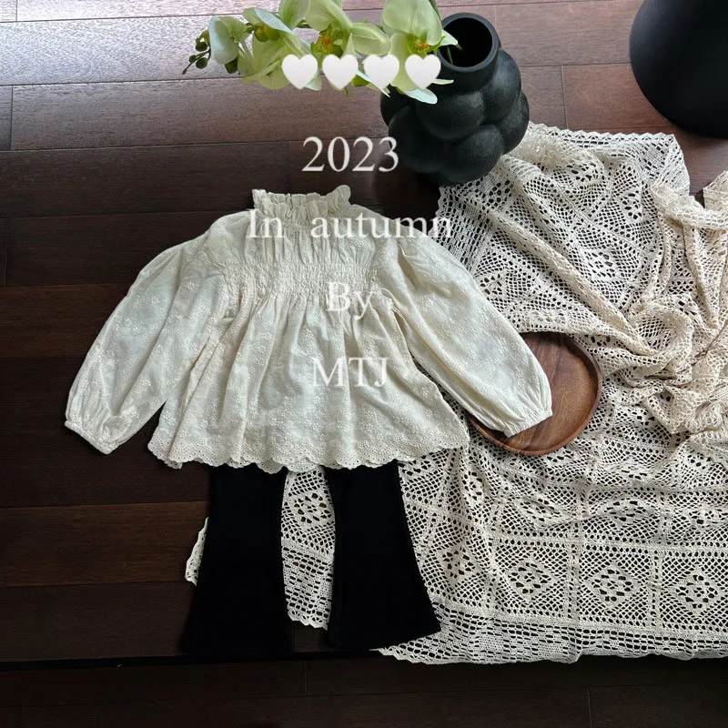 Girls Lace Long Sleeve Blouse for Autumn