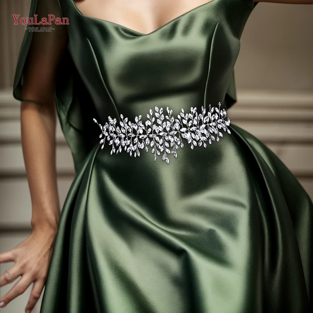TOPQUEEN Bridal Belts bridal waistband bridal dress decoration Silver Diamond Belt Bridal Sashes Belt Luxury Rhinestone Wedding Dress Sash SH237