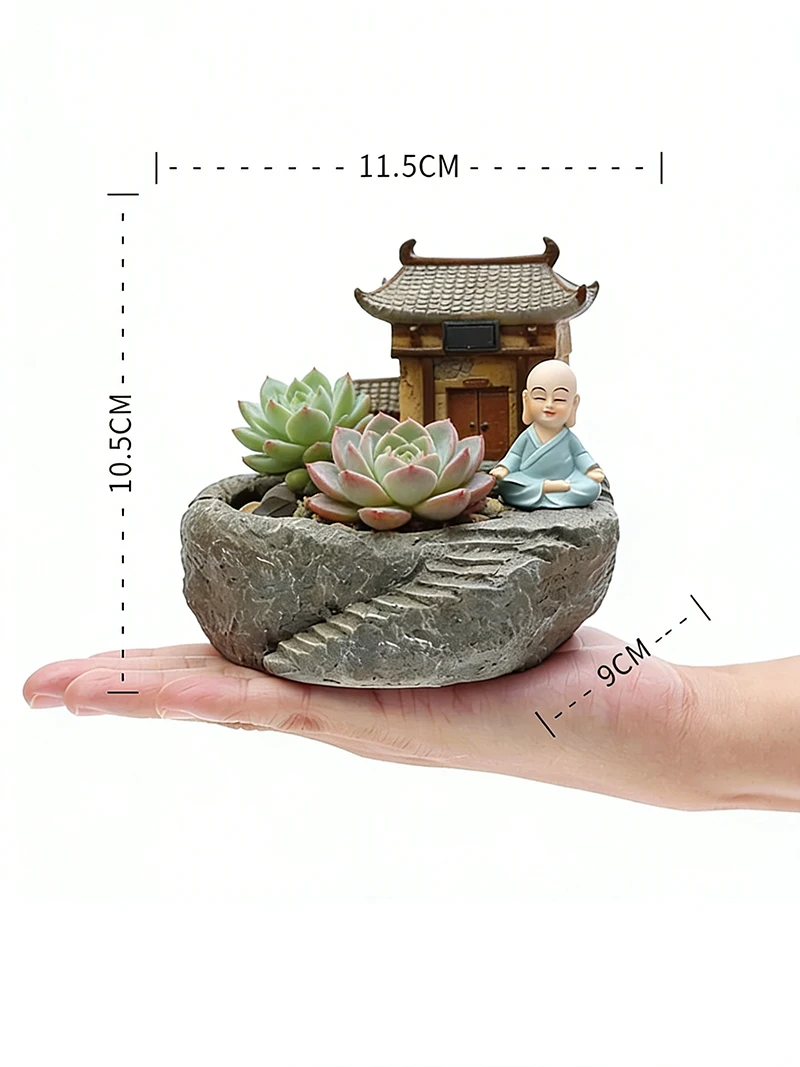 Zen-Inspired Succulent Planter – Tranquil Resin Pot for Home and Office Decor