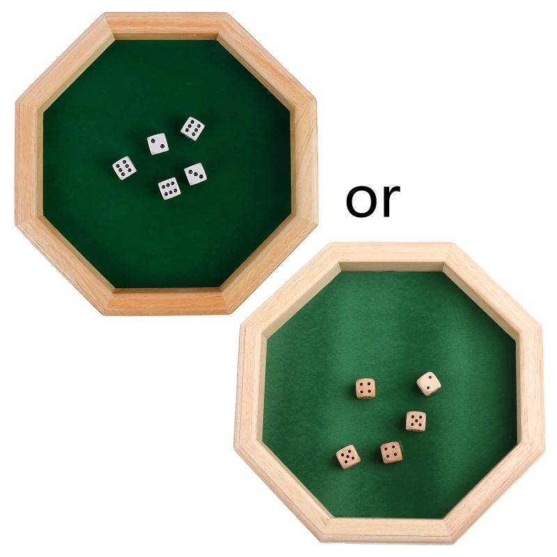 

Держатель подноса для игральных костей Деревянный восьмиугольный косметический чехол с войлочной подкладкой для барного стола