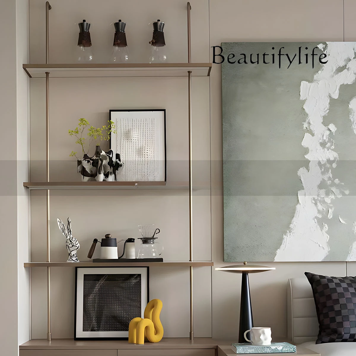 

Modern Living Room Coffee Decoration Open Cabinet Antique Shelf Black and White Ceramic Decoration Rabbit