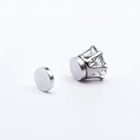 Unisex Magnetic Stud Earrings Round Crystal Rhinestone Clip Earrings Women Men Non Piercing Fake Earring Fashion Jewelry 2
