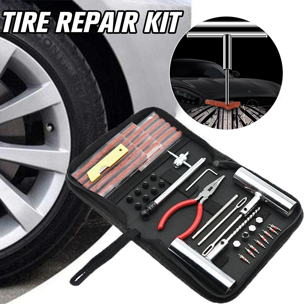 46pcs/62pcs Car Tire Repair Tool Tire Repair Kit Studding Tool Set Auto  Bike Tire Repair Puncture Plug Garage Car Accessories - AliExpress